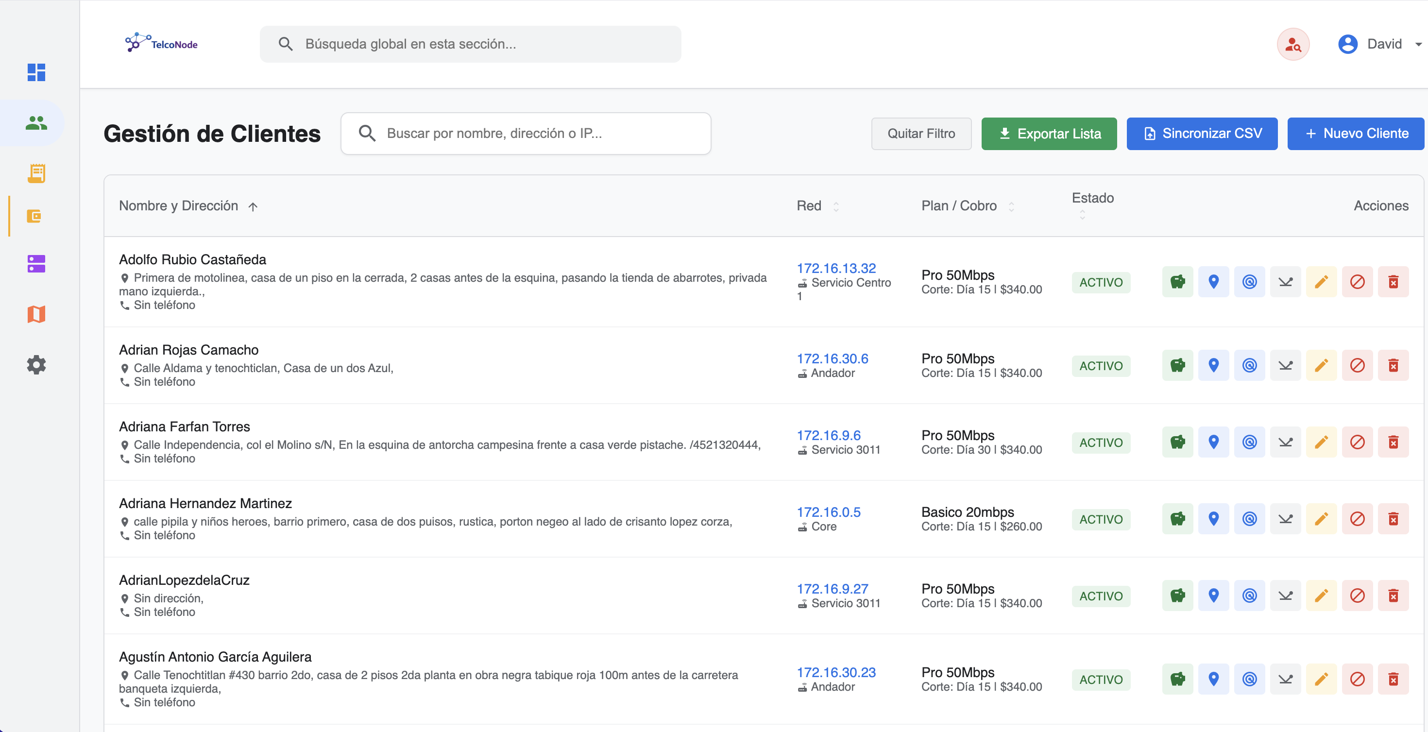 Gestión de Clientes